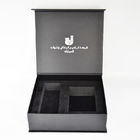 جعبه هدیه مغناطیسی سفت و سخت PU کاغذ بسته بندی سفارشی سیاه و سفید با آرم فلزی خاتم EVA