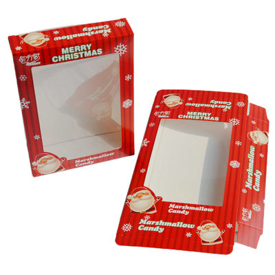 خرید جعبه های بسته بندی مقوایی کوچک کاغذی عاجی شکلات پنجره شکلاتی CMYK PVC Christmas online manufacture