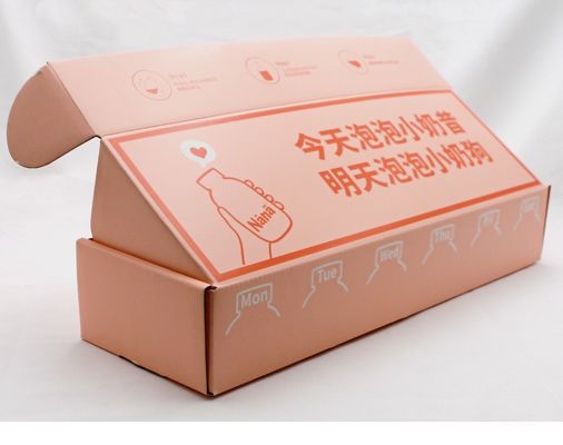 خرید جعبه های پستی موجدار صورتی سفارشی لمینیت مات فویل طلا با آرم online manufacture