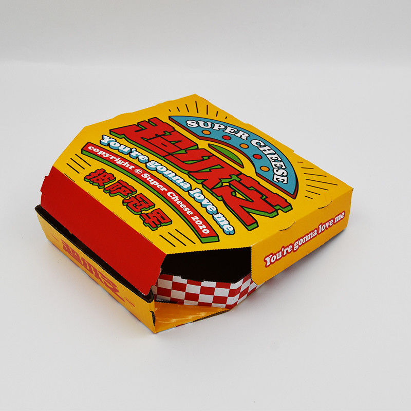 جعبه تحویل پیتزا E Flute جعبه پیتزا راه راه Cmyk جعبه تحویل سفارشی سفارشی چاپ شده