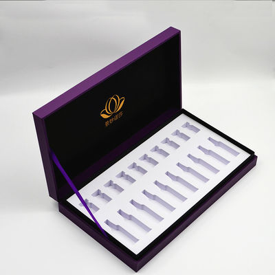 جعبه های بسته بندی لوازم آرایشی و بهداشتی آرایش خارجی CCNB کیت لولایی چوبی زیبایی مراقبت از پوست با نوار روبان