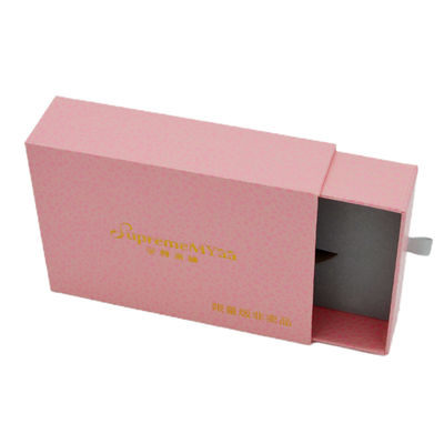 جعبه کادویی لوازم آرایشی و بهداشتی Leatherette 400gsm کشوی کاغذی کشو جعبه صورتی سفت و محکم فشار فشار